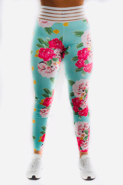 TF Floral Scrunch Leggings- Turquoise Floral – TINO FIT WEAR