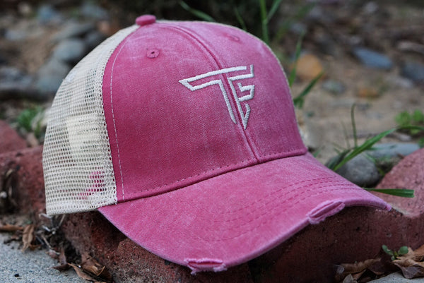 TF Trucker Hat- Washed Red Distressed