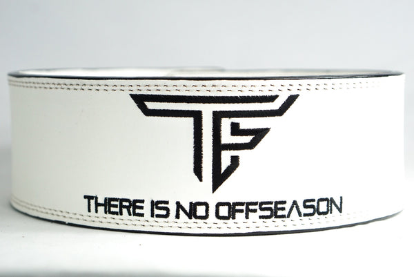 Leather TF "There Is No Offseason" Lever Belt- White/Black