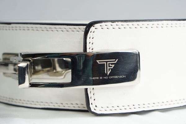 Leather TF "There Is No Offseason" Lever Belt- White/Black