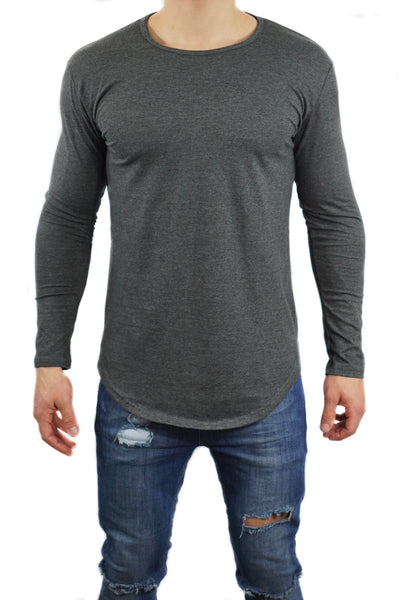 TF Scoop Neck Long sleeve Shirt- Charcoal