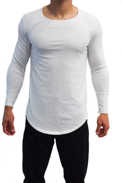 TF Scoop Neck Long sleeve Shirt- White