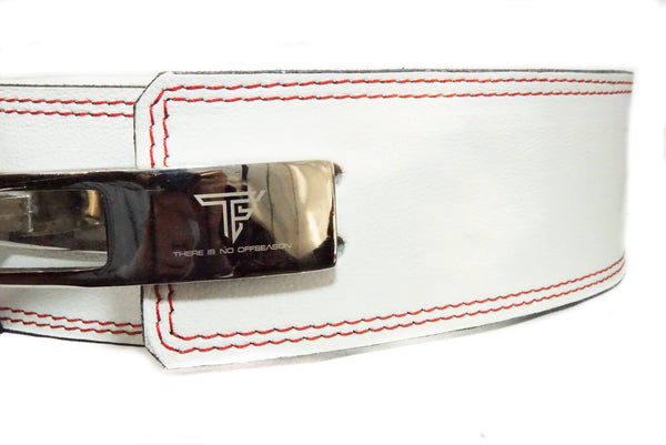 Leather TF "There Is No Offseason" Lever Belt- White/Red