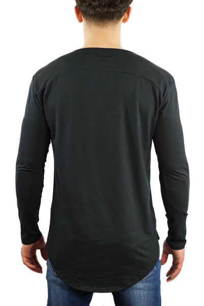 TF Scoop Neck Long sleeve Shirt- Black