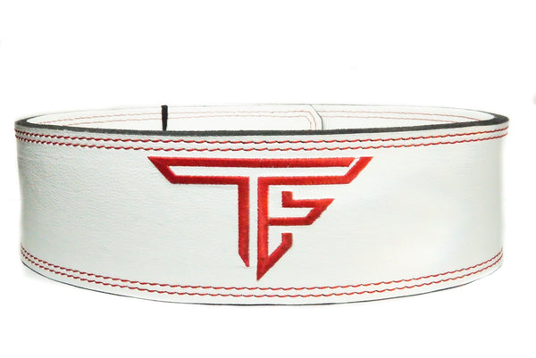Leather TF "There Is No Offseason" Lever Belt- White/Red