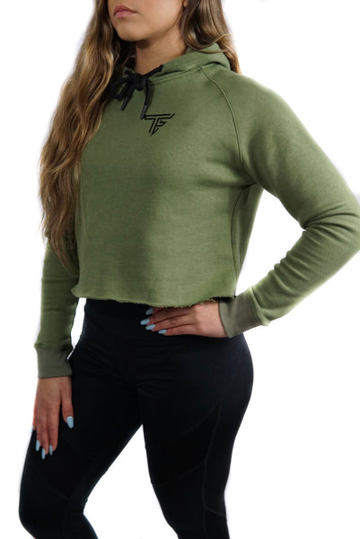 TF Cropped Hoodie- Olive